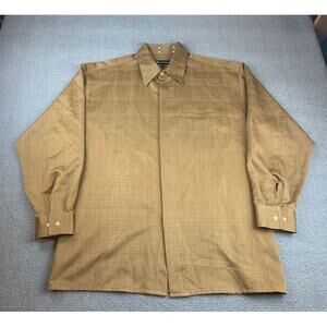 Montique‎ Men Large Brown Long Sleeve Button Down Casual Dress Shirt